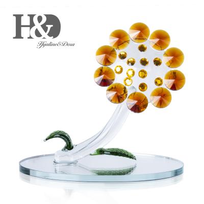 China China H&D Suncatcher Crystal Sunflower Figurine Table Crystal Flower Collectible Ornament Decoration Home Souvenir Gift for sale