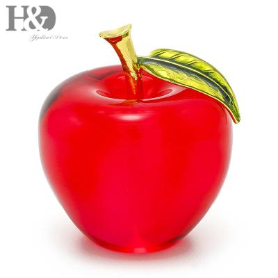 China China H&D Chandelier Crystal Red Apple Paperweight Crystal Craft Christmas Decoration for sale