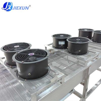 China Side Stability Stainless Steel Food Stainless Steel Conveyor Belt Cooling Conveyor System With Industrial Fan for sale