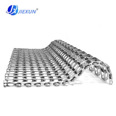 China Shandong JIEXUN Heat Resistant Food Industrial Teeth Spiral Conveyor Belt Pizza Mesh Belt Biscuit Oven Metal Conveyor Belt for sale