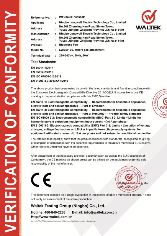 CE - Ningbo Longwell Electric Technology Co., Ltd.