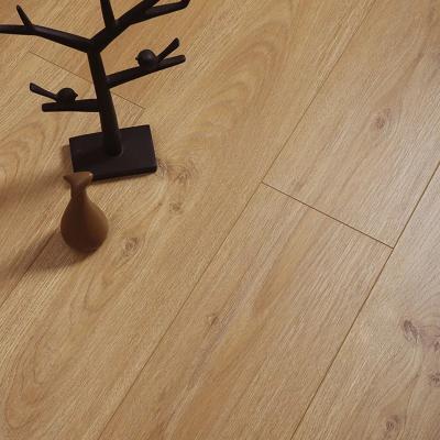 China Water Resistant Modern Design Black Core Plastic 10mm Artificial Wood Stickers Wood Laminate Flooring for sale