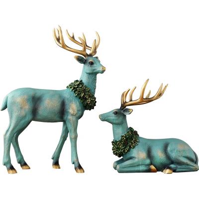 China Creative China New Style Home Office Vestibule Business Gifts Crafts Lovers Deer Resin For Living Room Wine Cabinet Decorations for sale