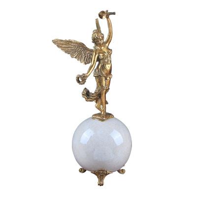 China Art Decor European Ceramic With Copper White Ceramic Home Decorations Soft Crafts Angel Ornaments for sale