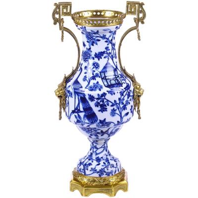 China Traditional Most Popular New Design Luxury Antique and Porcelain Bronze Ceramic White Vases and Blue Vases for sale