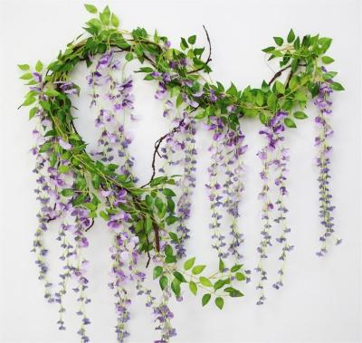 China Q046 Decoration Factory Price Wisteria Flower Vine Artificial Flower Vine For Wedding Garden Roof Decor for sale