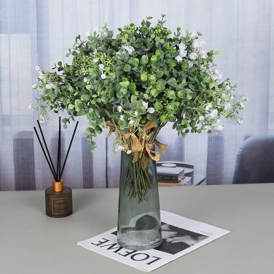 China Q047 Wholesale Decoration Greenery Artificial Eucalyptus Stems Wedding Bouquets Flower Artificial Eucalyptus Leaves for sale