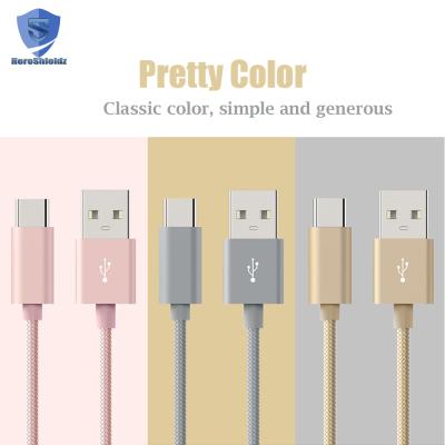 China Super Compatible 2M/6.6FT COMPUTER Metal USB Charger Cable , 5V 2.1A Type C Mobile Phone USB-C 2.0 Nylon Braided Cable With Good Price for sale