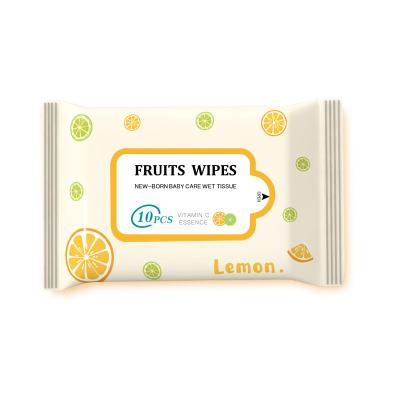 China Wholesale OEM Eco-Friendly Baby Wet Wipes Portable Pocket Wet Tissue Wipes 10 Sheets Customizable Logo Pack for sale