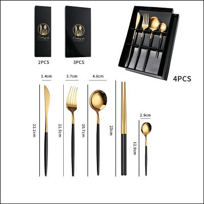 China Disposable Flatware Set Gold Plated Stainless Steel Portable Flatware Set Western Portable Cutlery Set for sale