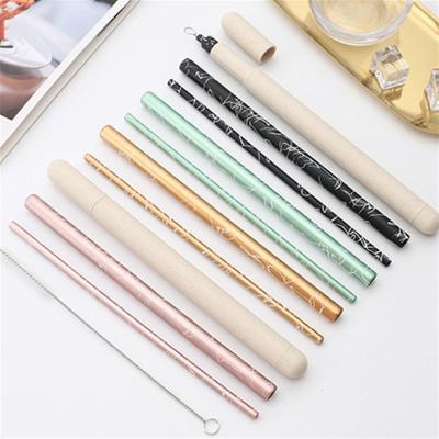 China Eco Stainless Steel Disposable Reusable Customized Colorful Drinking Metal Straw Set for sale