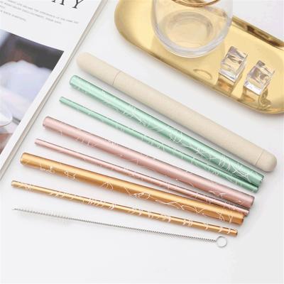 China Disposable Eco-Friendly Reusable Metal 304 Stainless Steel Drinking Straw Set with Cleaning Brushes for sale