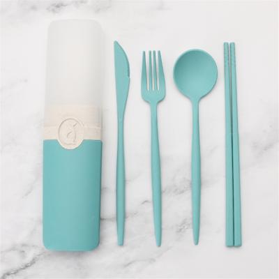 China Travel Minimalist Reusable Cutlery Straw Tableware Cutlery Set Spoon Fork Travel Chopsticks Wheat for sale