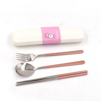 China Baby Disposable Cutlery Set Kids Flatware Stainless Steel Spoon And Fork Lunch Box for sale