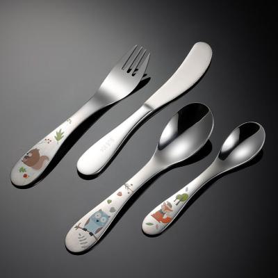 China Disposable Child Stainless Steel Cutlery Set Baby Knife Fork Spoon Set Cutlery Set Child Stainless Steel Cutlery for sale