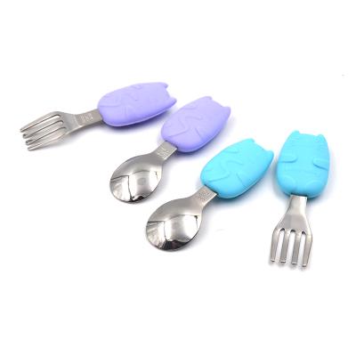 China Sustainable Stainless Steel Flatware Rice Husk Modern Baby Cutlery Baby Cutlery for sale