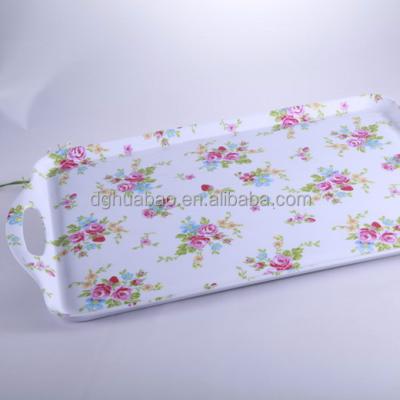 China Rectangular 100% melamine melamine tray with handle for sale