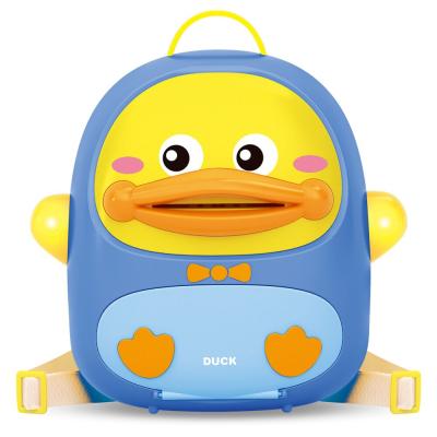 China Sounding to DF children's toy the electric cute duckling style school bag piggy bank toy with music and small light duck toy china best selling for sale