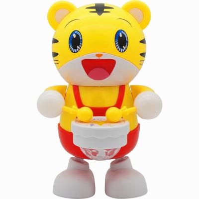 China Inflatable Cute Tiger Drummer Toy DF Light Music Cheap Plastic Electric Universal Children Play Animals Gift Toys for sale