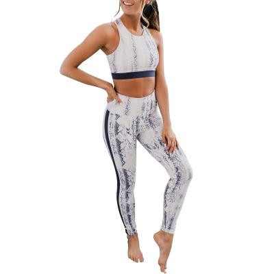 China Other Free Shipping SD337 Snake Print Vest Women Sport Fits Legging Tops High Waist Gym Lift Up Pants 2 Piece Set Bra And Leggings for sale