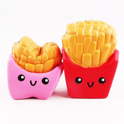 China Red French Fries Pink French Fries Silicone Toys Squishy Simulation French Fries Slow Rising Toy Stress Relieve Squeeze Toys for sale