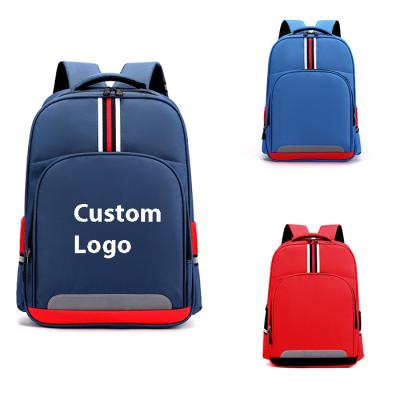 China Waterproof UK Style Customize Logo Academy School Backpack Royal British Blue Classic Bar White Red Reflective School Bag for sale