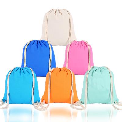 China Plain or Customize Logo Canvas Cotton Drawstring Backpack Customized Material For Events for sale