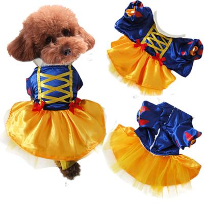 China 2021 New Halloween Viable Design Thickened Snow White Pet Costumes Cute Warm Clothes Cosplay Dress For Dogs for sale