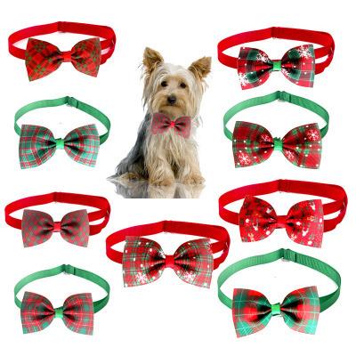 China Personalized Christmas Multi Color Cute Plaid Dog Bow Tie Collar Decorative Pet Collars for sale