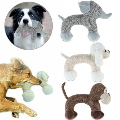 China 2021 Sustainable Eco-Friendly Squeaky Dogs Chewing Toy Animal Shaped Canvas Pet Plush Toy for sale