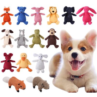 China Amazon Viable Hot Sales Squeaky Dog Plush Toys Corduroy Animal Shaped Pet Toys for sale