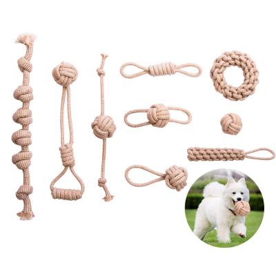 China Amazon Sustainable Hot Selling Natural Hemp Dog Toys Durable Pet Interactive Hemp Rope Toy Set for sale