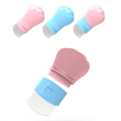 China 2021 Viable Paw Shaped Detachable Pet Massage Comb 2 in 1 Pet Hair Remover Brush for sale