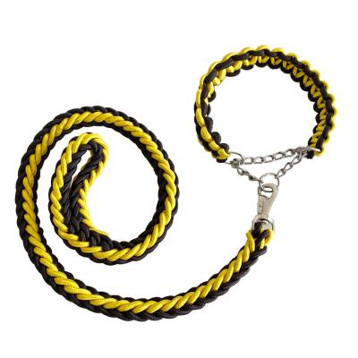 China Custom Heavy Duty Braided Dog Leash With P Choke Martingale Braided Collar for sale