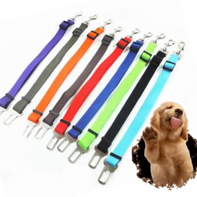 China Multi Color Adjustable Quick Release Dog Car Seat Belt Safety Pet Car Belt Leash Rope for sale