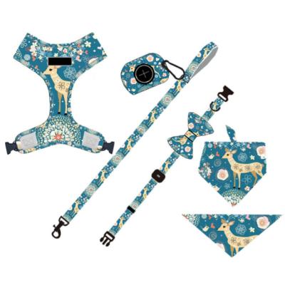 China 2021 Viable Upgraded Fashion Sublimation Dog Harness Set Adjustable Pet Harness Leash Collar for sale