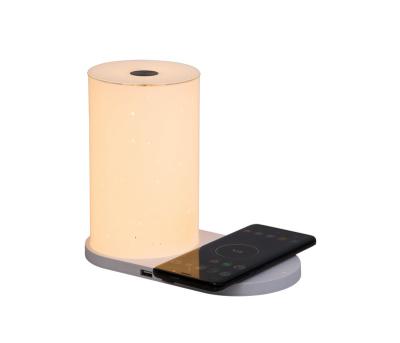 China Simple Novelty Bedside Warm Light With Star Effect Double Usb Fast Wireless Charger Fill Lamp For Bedroom for sale