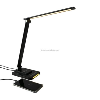 China Simple New Arrival Slim Metal Study Table LED Lamp With Multi-functions Slide Dimming And Timer Desk Lamp With Wireless Charging for sale