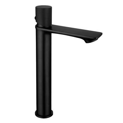 China Modern Black Bathroom Hot Cold Water Taps And Sink Chrome Basin Brass Mixer Taps for sale