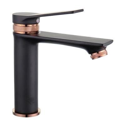 China Modern Designed Hot Cold Water Basin Mixer Tap Rose Gold Black for sale