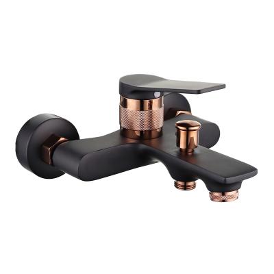 China Without Sliding Bar Hot Selling Black And Rose Gold Hotel Bathroom Bathtub Shower Mixer Tap for sale