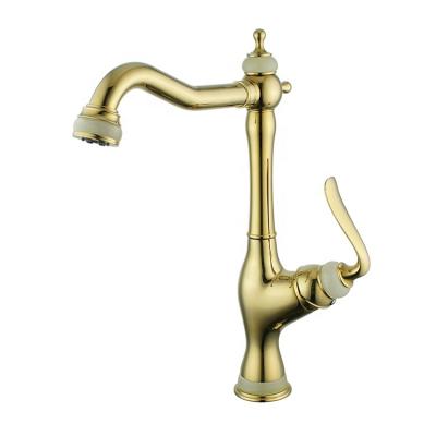 China 2020 High Quality Gold Color Single Handle CLASSIC Brass Luxury Kitchen Mixer Tap ,china faucet factory supplied gold durable mixer tap for sale