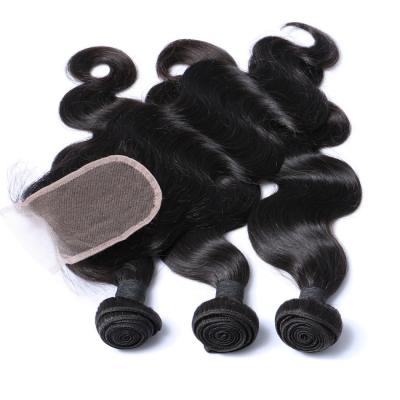 China Can be dyed& straighten& permed& wholesale cheap unprocessed virgin bodywave hair bundles and closure bleached hair for sale