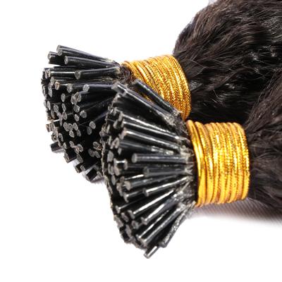 China Afro curly/kinky curly straight i tip human virgin remy hair extensions curly itip curly hair extension for black woman i tip for sale