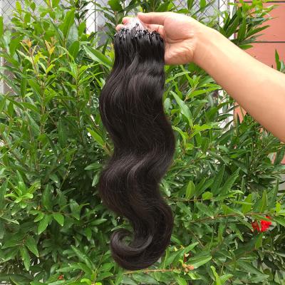 China 100% Human Body Wave Thick End 100% Raw Indian Hair Micro Ring Loop Hair Extensions zu verkaufen