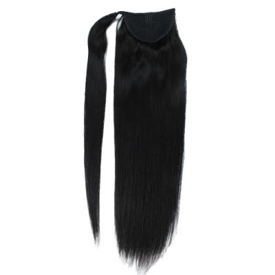 China Silky Straight Wave Wrap Ponytail Hair Extensions 100% Virgin Human Cuticle Aligned Ponytail Hair for sale