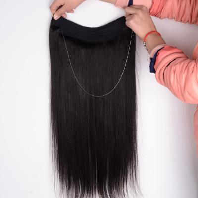 China Wholesale Silky Straight Virgin Hair Soft Silky Wave Halo Hair Extensions Double Drawn Halo Hair zu verkaufen