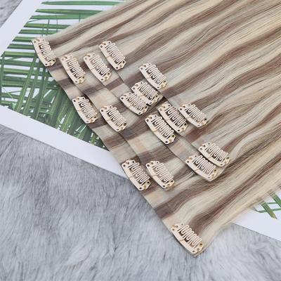 China PU Silky Straight Seamless Skin Wave Weft Clip In Invisible Hair Extension Clip In Hair Extension Te koop