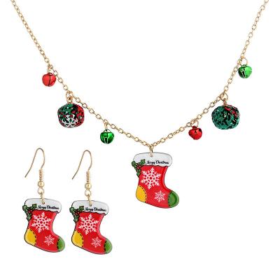 China Amazon Fashion Christmas Jewelry Set Gifts Women Necklace Earrings for sale