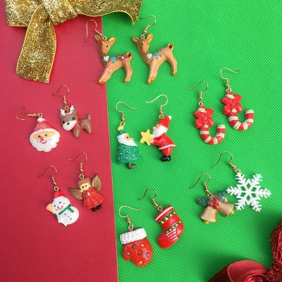 China Trendy Handmade Christmas Cute Christmas Resin Drop Earrings for sale